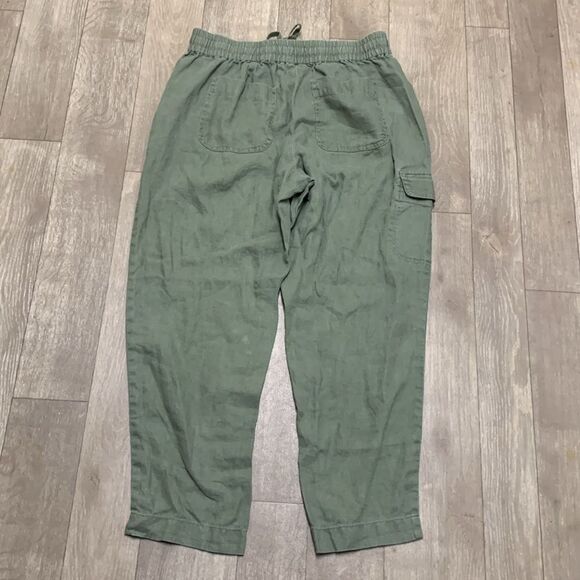 Womens Talbots 100% Linen Cargo Lightweight Capri Crop Drawstring Pants - Picture 2 of 8